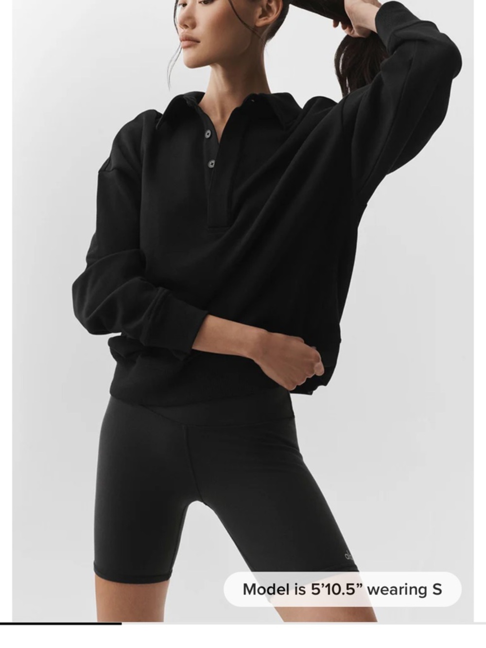 ALO Yoga Black Polo Sweatshirt